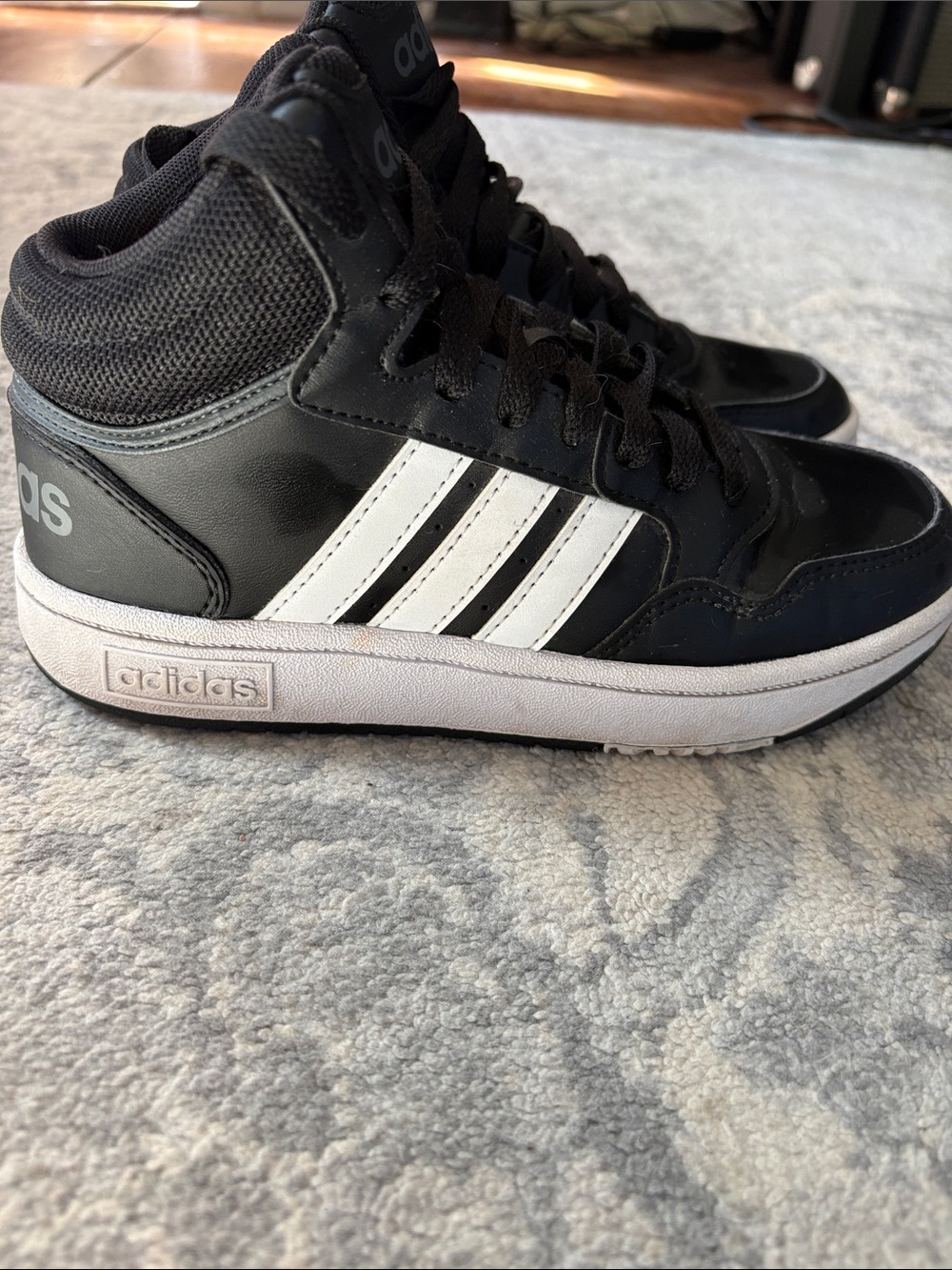 adidas Kids Black and White High-Top Sneakers